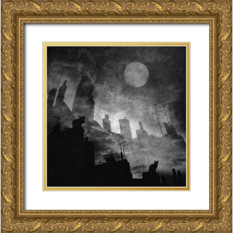 Black A White Cat Day... Gold Ornate Wood Framed Art Print with Double Matting by Fabrowski, Robert