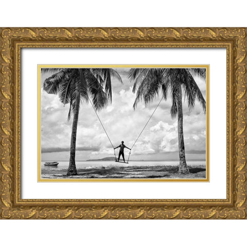 Tropical Playground Gold Ornate Wood Framed Art Print with Double Matting by Long, Kieron