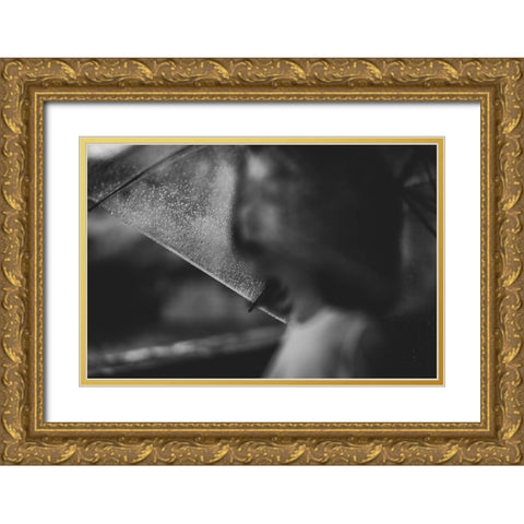 Rain Gold Ornate Wood Framed Art Print with Double Matting by H112O1