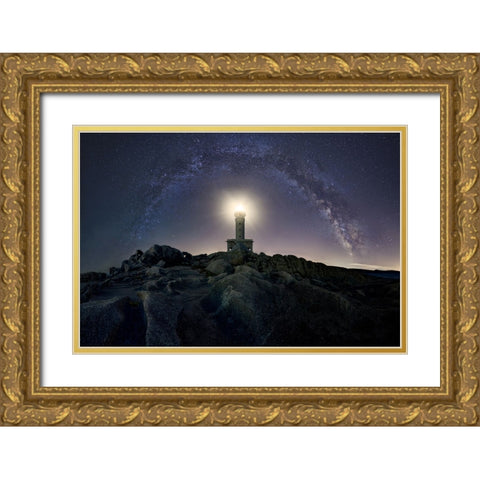 The Architecture Of Cosmos Gold Ornate Wood Framed Art Print with Double Matting by Lost In Woodlands