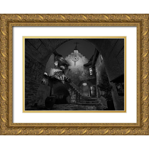 Normandy Village Gold Ornate Wood Framed Art Print with Double Matting by Zeng, Jiahong