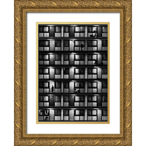 The Flat Gold Ornate Wood Framed Art Print with Double Matting by Shu, Rong