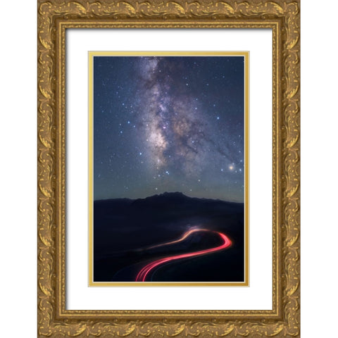 Misty Night Gold Ornate Wood Framed Art Print with Double Matting by Hu, Ke