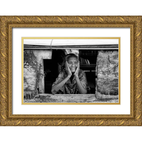 Boat Window Gold Ornate Wood Framed Art Print with Double Matting by Long, Kieron