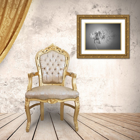 Flower Gold Ornate Wood Framed Art Print with Double Matting by Lin, Lin