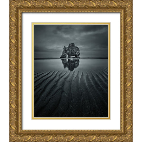 Hvitserkur Gold Ornate Wood Framed Art Print with Double Matting by Guo, David