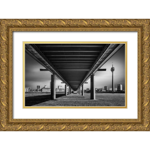 Way To DaAndFrac14;Sseldorf Gold Ornate Wood Framed Art Print with Double Matting by Figueras, Antoni