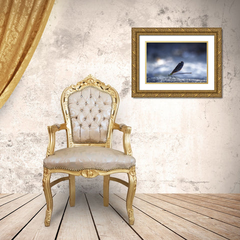 Dragonfly Gold Ornate Wood Framed Art Print with Double Matting by Jianwen