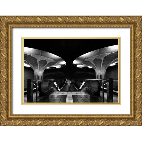 Mushroom Station Gold Ornate Wood Framed Art Print with Double Matting by Weber, Roland
