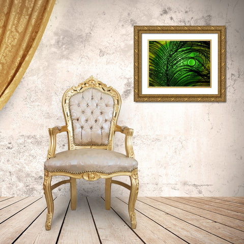 Feather Abstract Gold Ornate Wood Framed Art Print with Double Matting by Lesica, Ivan