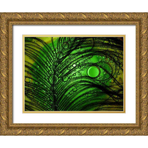 Feather Abstract Gold Ornate Wood Framed Art Print with Double Matting by Lesica, Ivan