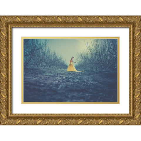 Winter Dance Gold Ornate Wood Framed Art Print with Double Matting by Levy, Sharon