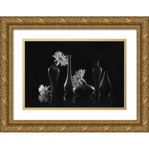 Daisy Melody Gold Ornate Wood Framed Art Print with Double Matting by Jacobs, Lydia
