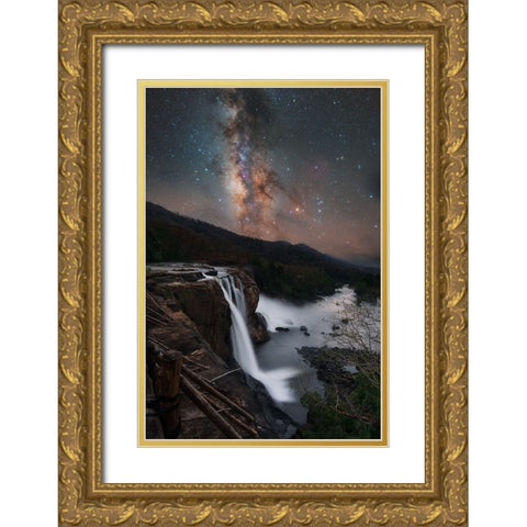 Athirapally Gold Ornate Wood Framed Art Print with Double Matting by Chander, Vikas