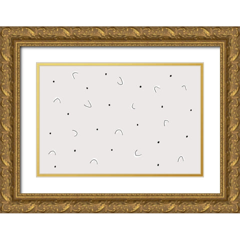 Dots and Shapes Gold Ornate Wood Framed Art Print with Double Matting by uplusmestudio