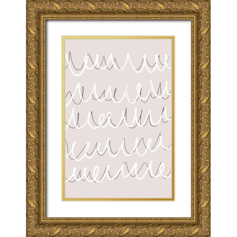 Irregular Scribbles Gold Ornate Wood Framed Art Print with Double Matting by uplusmestudio