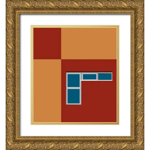Abstract - Holon Israel Gold Ornate Wood Framed Art Print with Double Matting by Orbach, Arnon