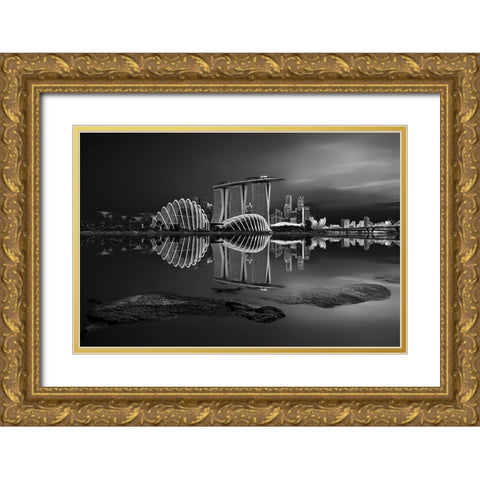Silent Bay Gold Ornate Wood Framed Art Print with Double Matting by P Roy, Partha