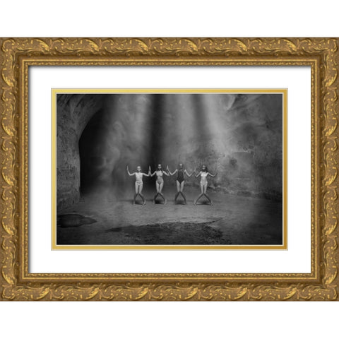 Ballet Gold Ornate Wood Framed Art Print with Double Matting by Uhrin, Milan