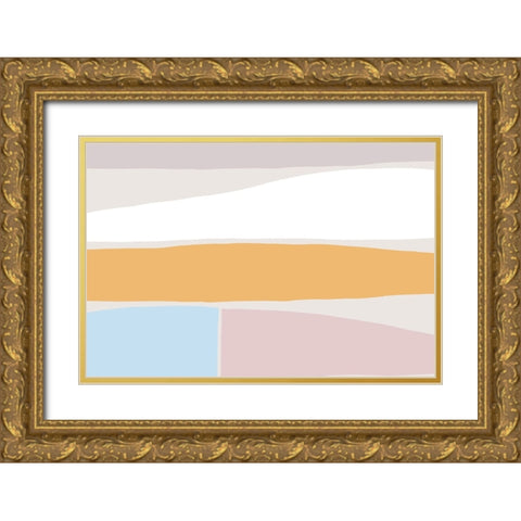 Feel Good Stripes Gold Ornate Wood Framed Art Print with Double Matting by uplusmestudio