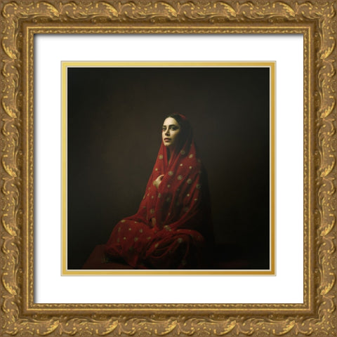 Persian Girl Gold Ornate Wood Framed Art Print with Double Matting by Hasheminasab, Moein