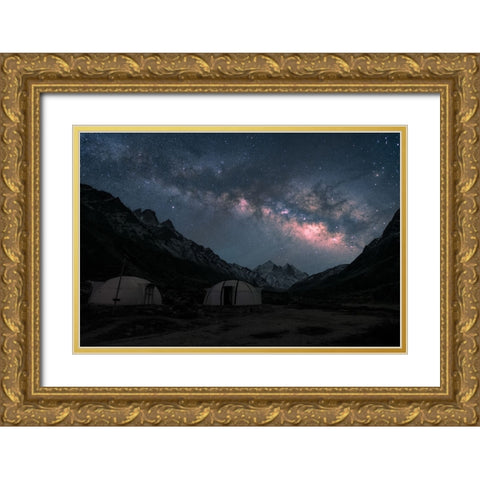 Vista Dome Gold Ornate Wood Framed Art Print with Double Matting by Patra, Suvankar