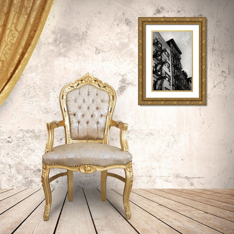 New York City Fire Escapes 05 Gold Ornate Wood Framed Art Print with Double Matting by Martin, Rikard