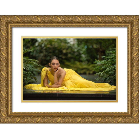 Greek Queen In Yellow Gold Ornate Wood Framed Art Print with Double Matting by Belal, Ahmad