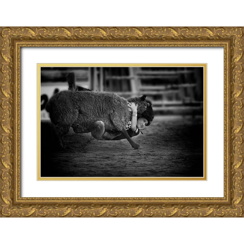 The Brave Little Cowboy Is Smile Gold Ornate Wood Framed Art Print with Double Matting by Liang, Ken