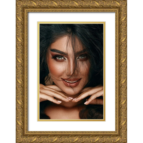 Her Eyes! Gold Ornate Wood Framed Art Print with Double Matting by Behzadi Boroujeni, Amir