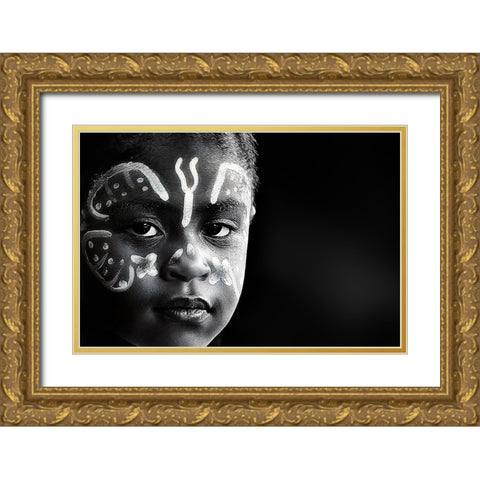 Girl Gold Ornate Wood Framed Art Print with Double Matting by Strelok
