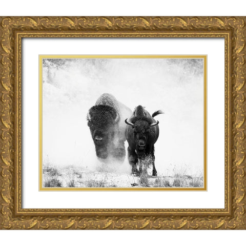 Couple Gold Ornate Wood Framed Art Print with Double Matting by Yu, Wenjin