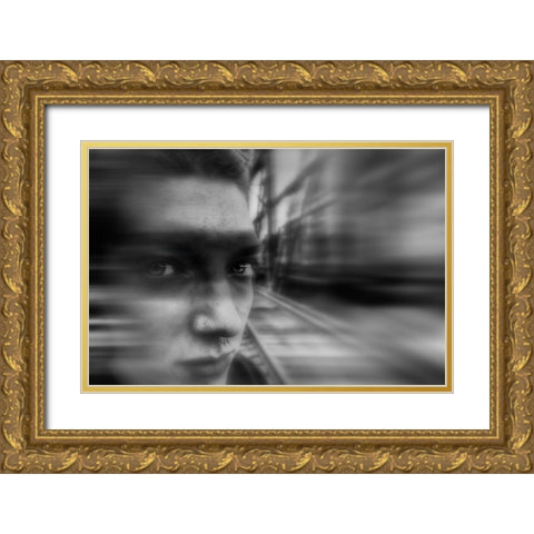 Untitled Gold Ornate Wood Framed Art Print with Double Matting by Hermann, Steve