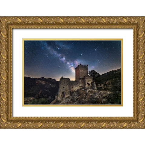 Una Lluvia De Estrellas... Gold Ornate Wood Framed Art Print with Double Matting by Luis Seco, Juan