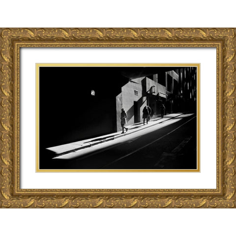 Shadow Of City Life Gold Ornate Wood Framed Art Print with Double Matting by Li Wp, Allan