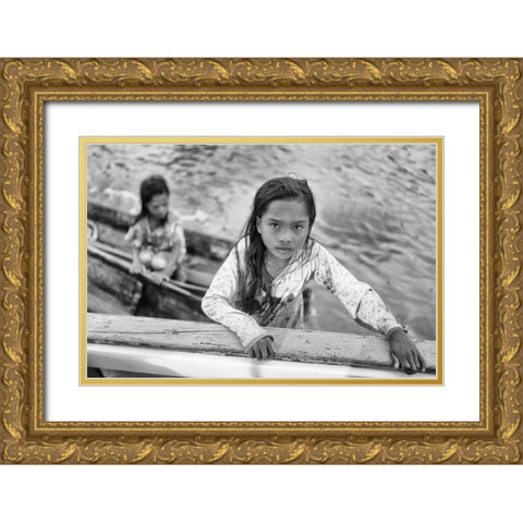 Climbing Abroad Gold Ornate Wood Framed Art Print with Double Matting by Long, Kieron