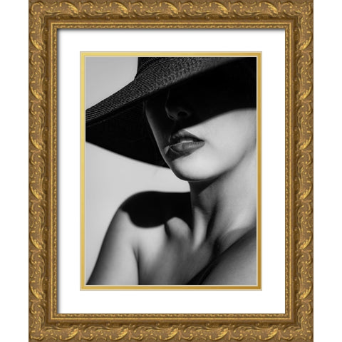 Hat And Shadow Gold Ornate Wood Framed Art Print with Double Matting by Stampfli, Craig