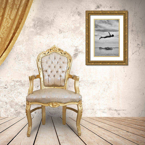 In Mid-Air Gold Ornate Wood Framed Art Print with Double Matting by Long, Kieron
