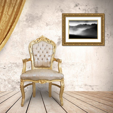 A Mountain Morning Gold Ornate Wood Framed Art Print with Double Matting by He, Mike