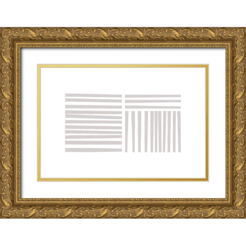 Calming Lines No 4 Gold Ornate Wood Framed Art Print with Double Matting by uplusmestudio