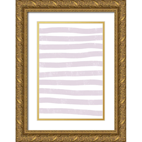 Lilac Lines Gold Ornate Wood Framed Art Print with Double Matting by uplusmestudio