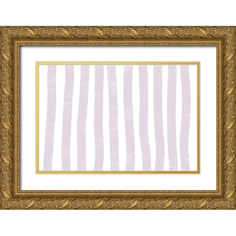 Lilac Lines Gold Ornate Wood Framed Art Print with Double Matting by uplusmestudio