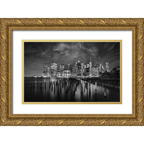 NYC Gold Ornate Wood Framed Art Print with Double Matting by W, Joanna
