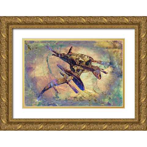 Space ship art Gold Ornate Wood Framed Art Print with Double Matting by Kulik, Rafal