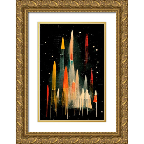 Rockets Gold Ornate Wood Framed Art Print with Double Matting by Treechild