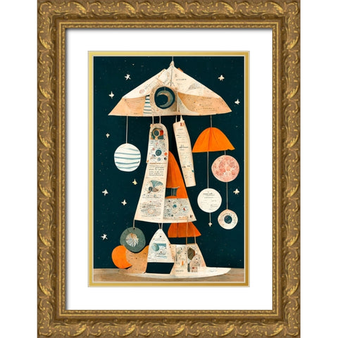 Ufo Mobile Gold Ornate Wood Framed Art Print with Double Matting by Treechild
