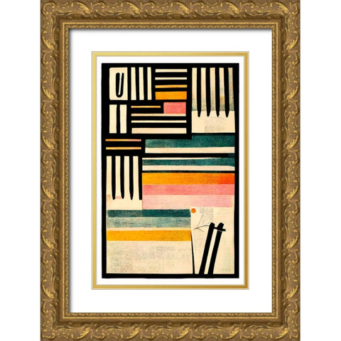 Crossed Lines Gold Ornate Wood Framed Art Print with Double Matting by Treechild