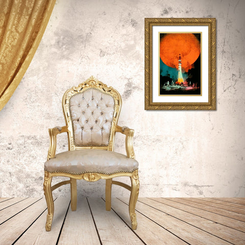 After Landing Gold Ornate Wood Framed Art Print with Double Matting by Treechild