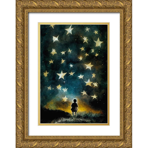 Look To The Stars Gold Ornate Wood Framed Art Print with Double Matting by Treechild