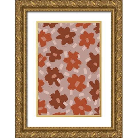 Pastel Flowers Gold Ornate Wood Framed Art Print with Double Matting by Treechild
